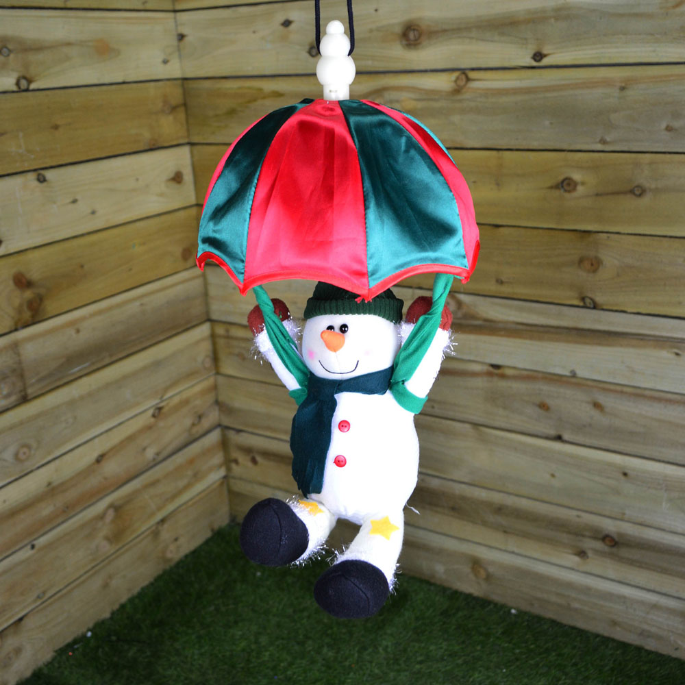 Premier Animated and Musical Parachuting Snowman Christmas Decoration 45cm Image 2