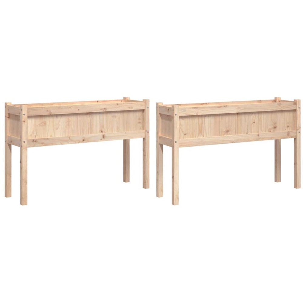 vidaXL Natural Solid Pine Wood Garden Planter 110 x 31 x 70cm 2 Pack Image 5