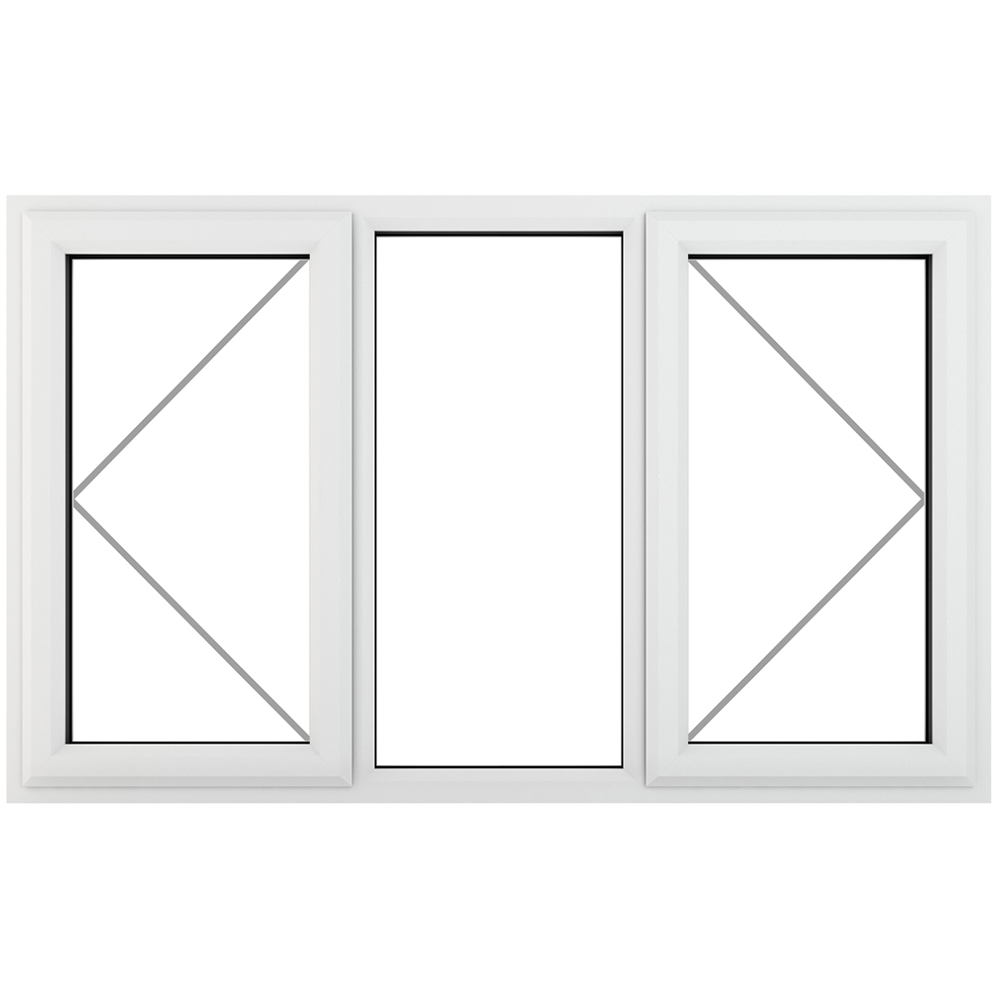 Crystal uPVC Triple Glazed Window LH & RH Side Hung Fixed Centre White Clear Glass 1770x965mm Image 2