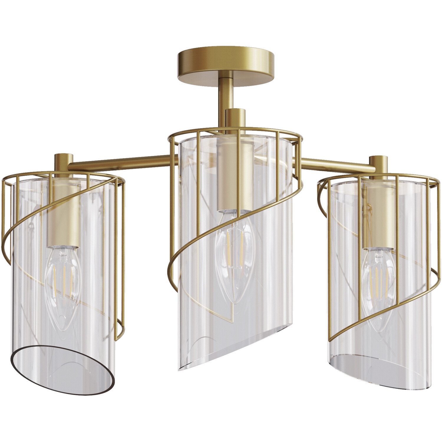 Georgie 3 Arm Flush Ceiling Fitting Brass Image 3