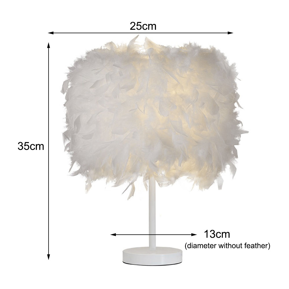 Living and Home LED Table Lamp with Feather Lampshade Image 9