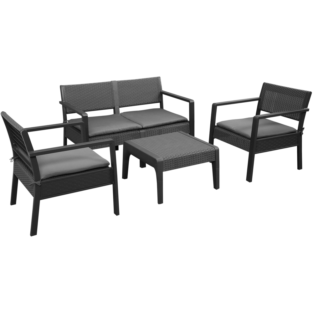 Outsunny 4 Seater Grey PP Rattan Style Outdoor Sofa Set Image 2