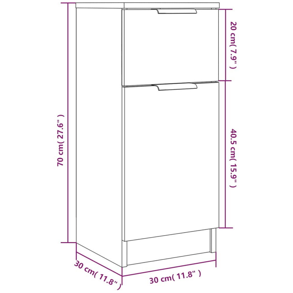vidaXL Single Door Single Drawer Brown Sideboard Image 9