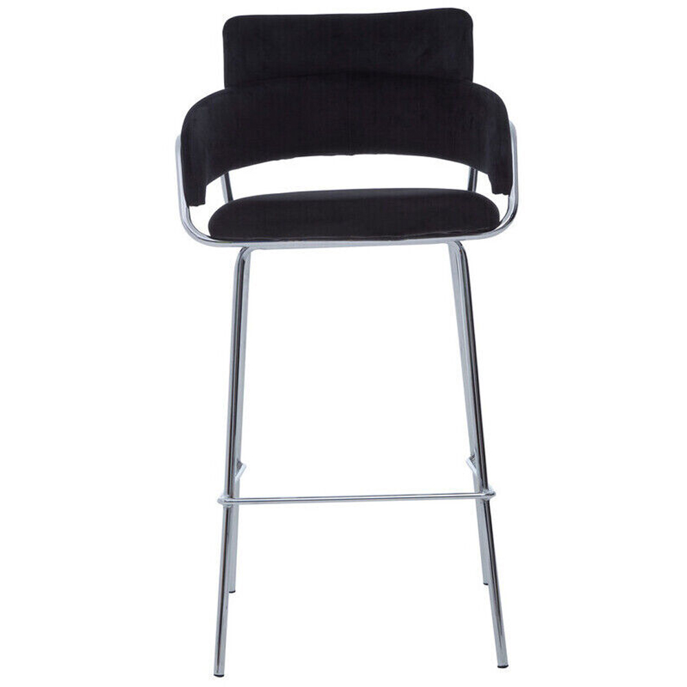 Premier Housewares Tamzin Chrome and Black Velvet Bar Chair Image 5
