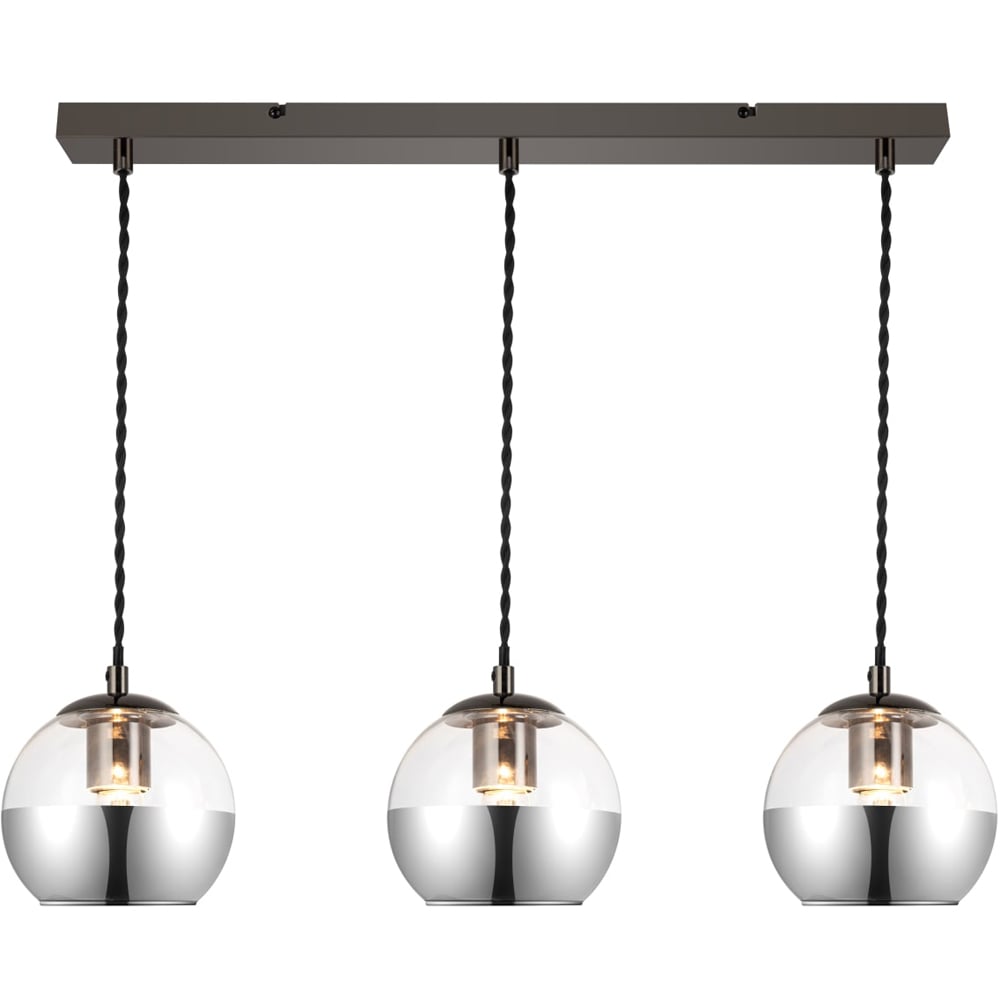 Cosylyte Marlo Matt Black Base Smoky Glass 3 Light Bar Pendant Light Image 3