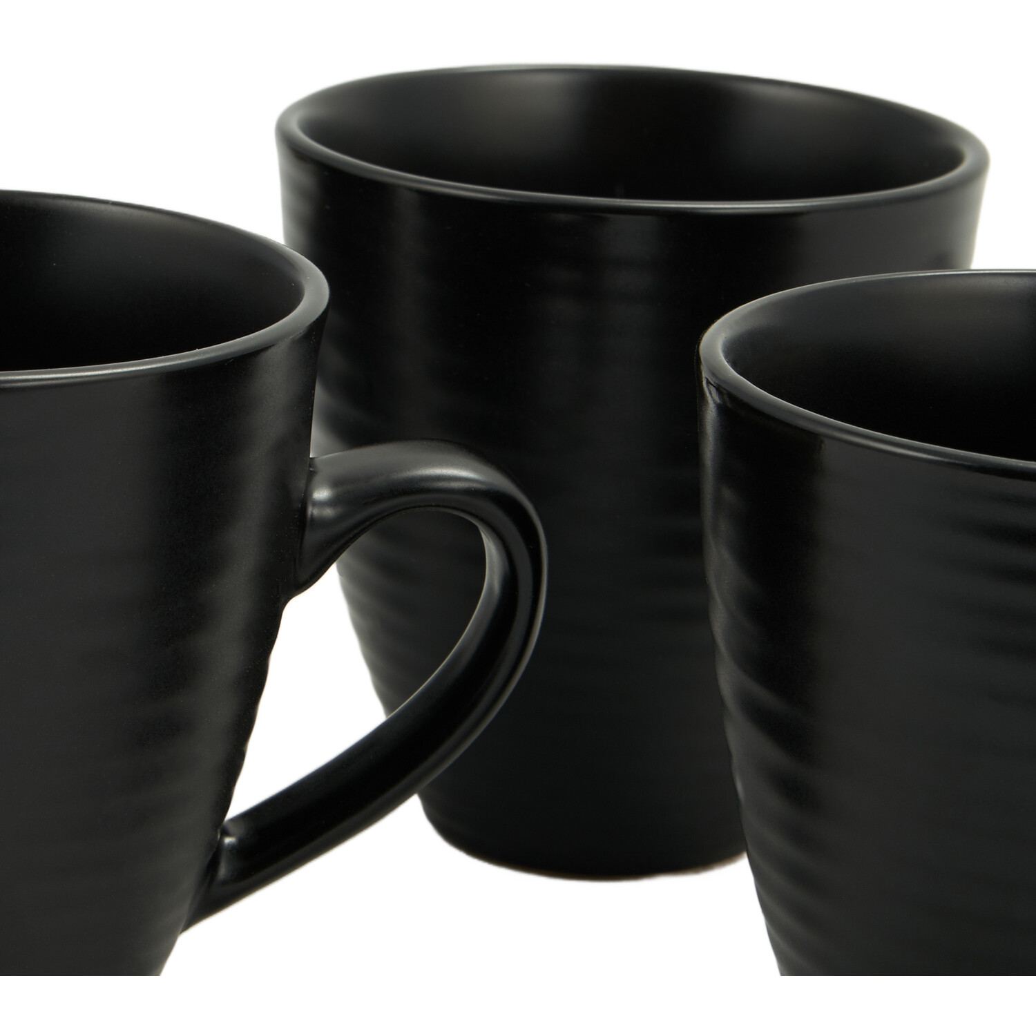 Set of 4 Nera Ribbed Mugs - Black Image 4