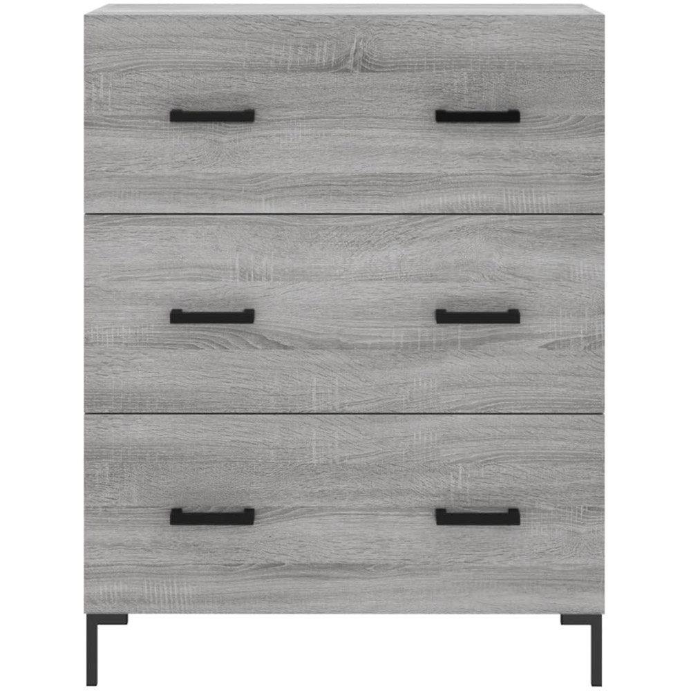 vidaXL 2 Glass Door 3 Drawer Grey Sonoma Highboard with Black Handle Image 8