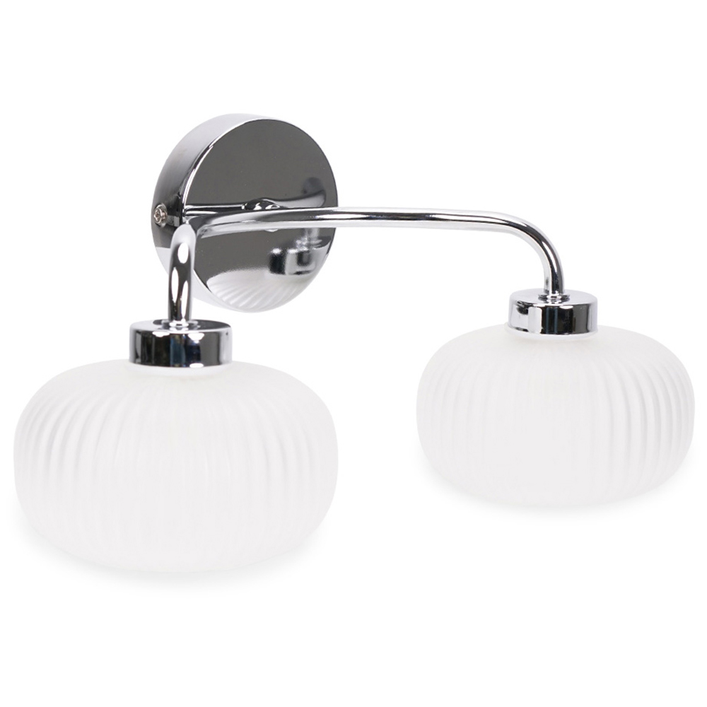ValueLights Amaia Chrome 2 Way Frosted Ribbed Glass LED Wall Light Image 1