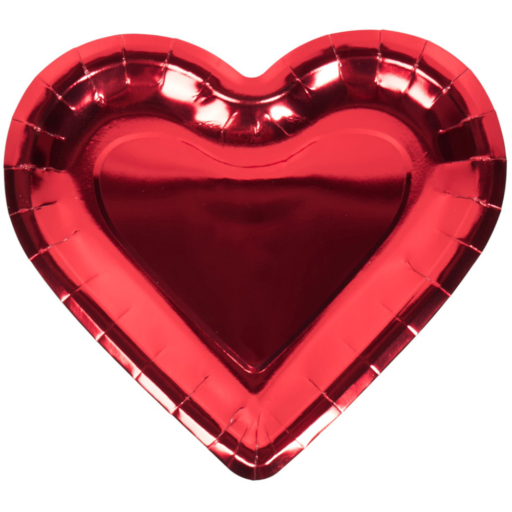 Pack of 8 Heart Shaped Plates - Red Image 3