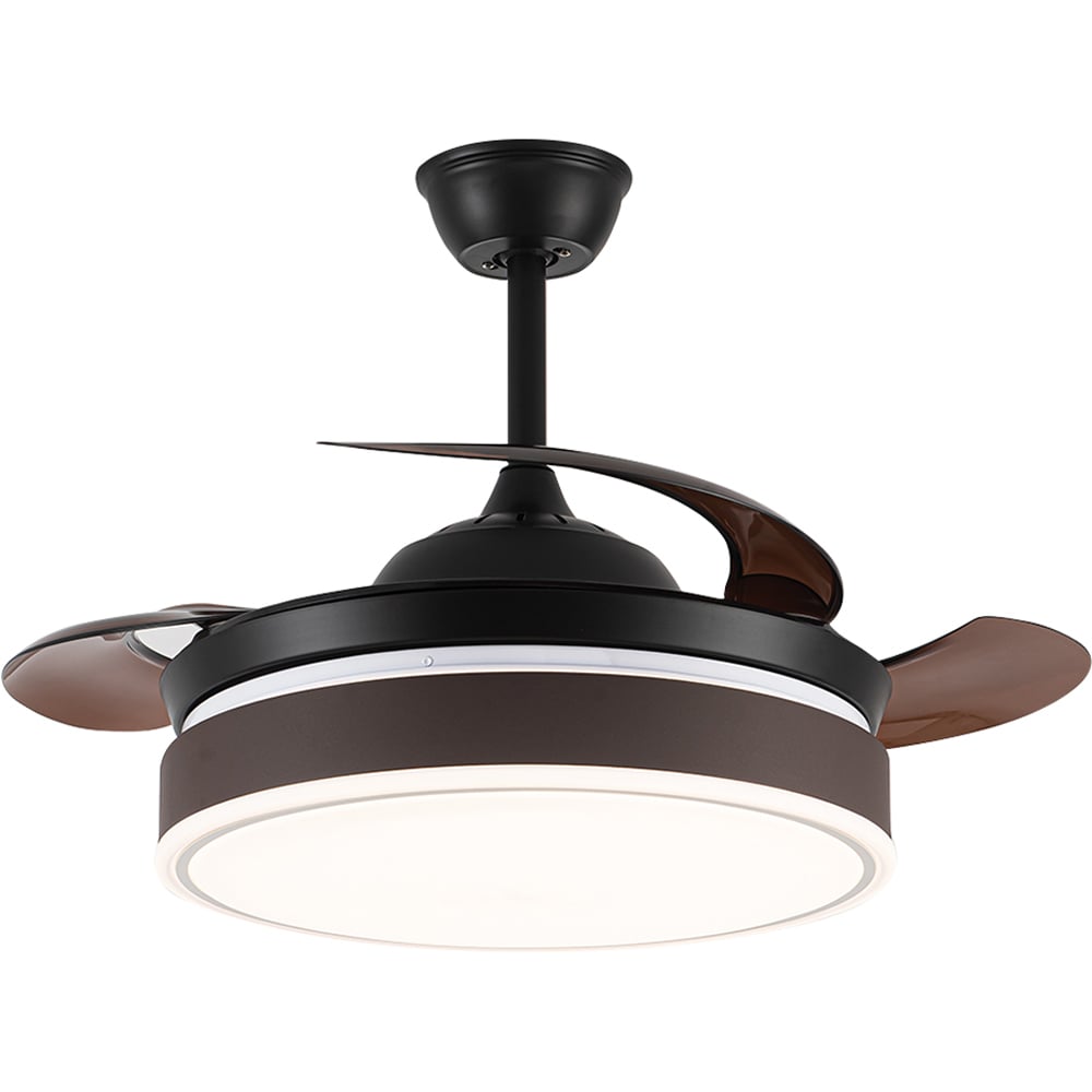 Living and Home Brown Round Ceiling Fan with Light and Remote Image 1