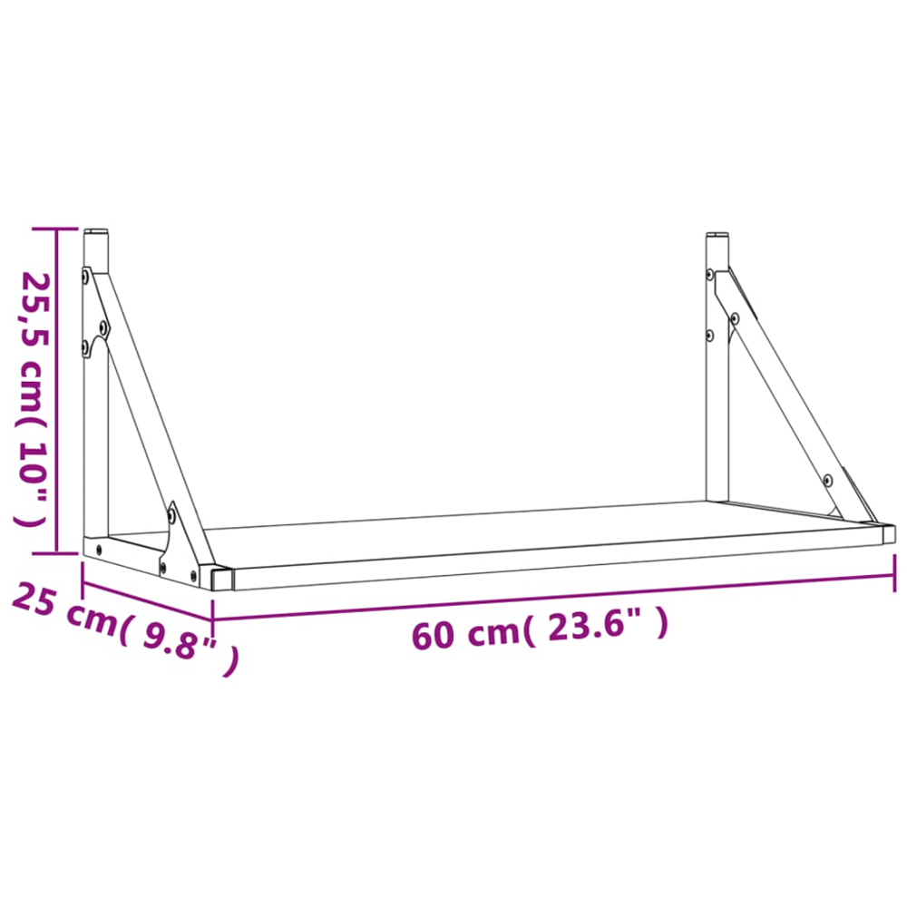 vidaXL 60 x 25 x 25.5cm Grey Sonoma Oak Floating Wall Shelf 2 Pack Image 8