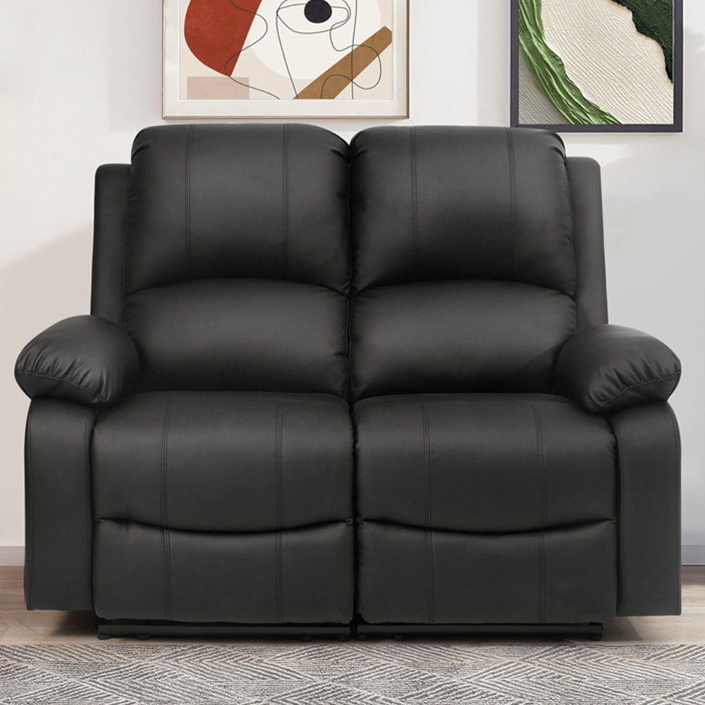 Comfy Living 2 Seater Black PU Leather Electric Recliner Sofa Image 1