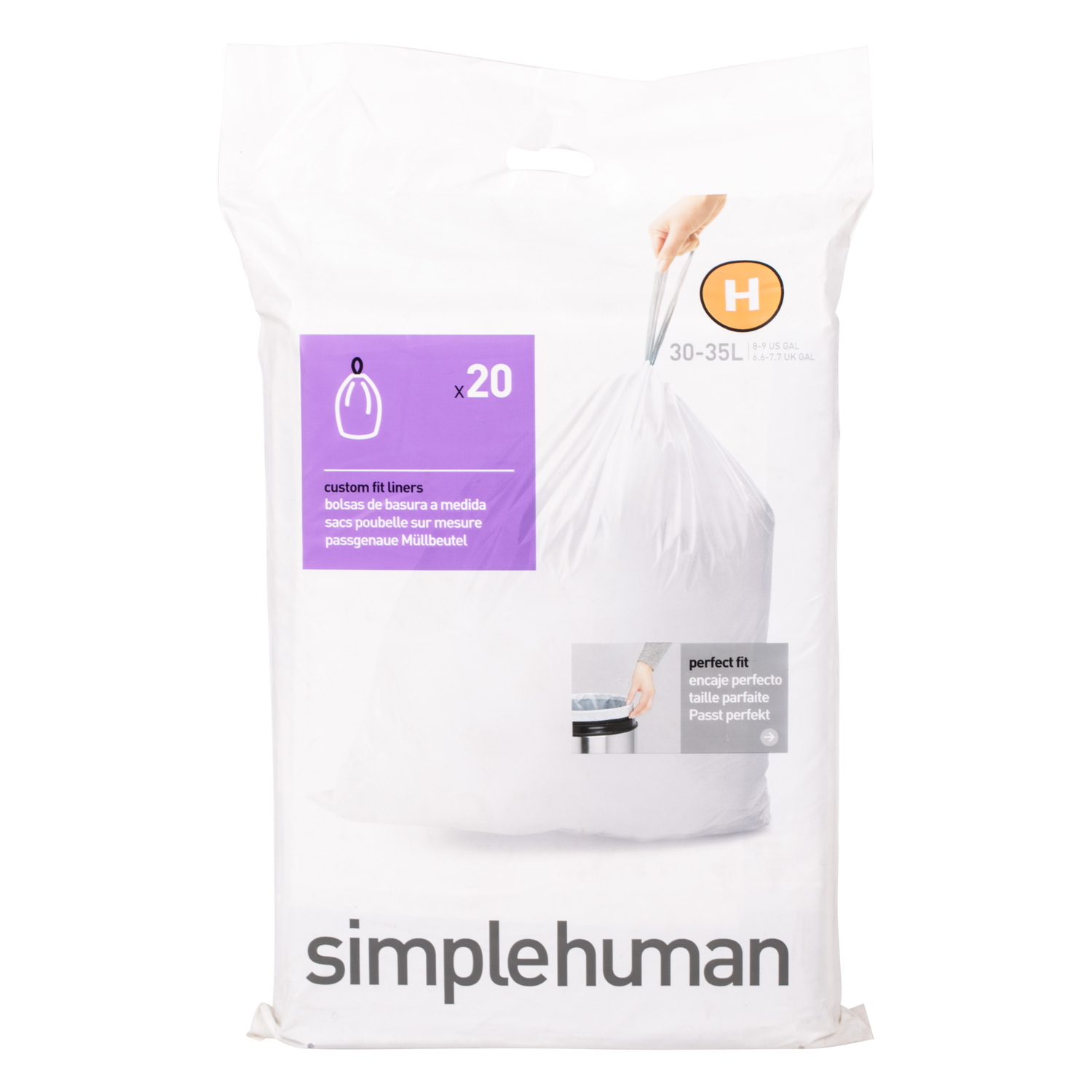 Simplehuman Custom Fit Bin Liners 30 to 35L 20 Pack Image 2