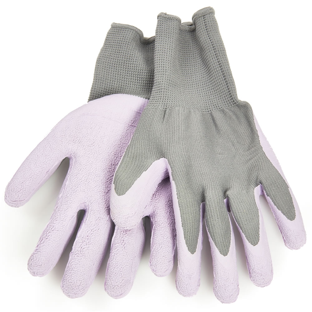 Wilko Garden Gloves Flexi Grip Lavender Medium Wilko