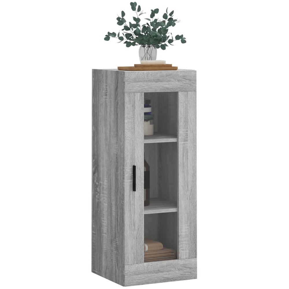 vidaXL Single Glass Door Grey Sonoma Wall Mounted Slim Cabinet Image 4