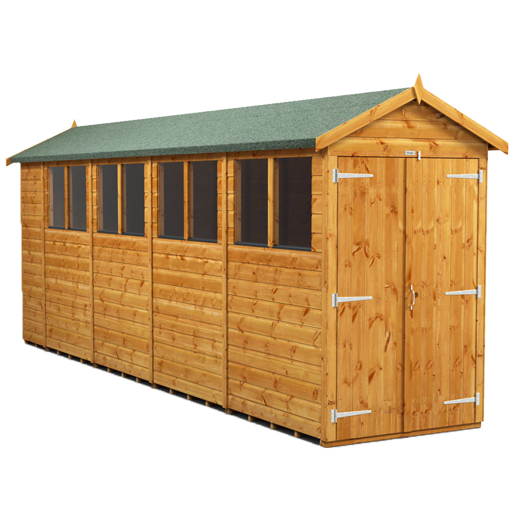Power Sheds 18 x 4ft Double Door Apex Wooden Shed with Window Image 1