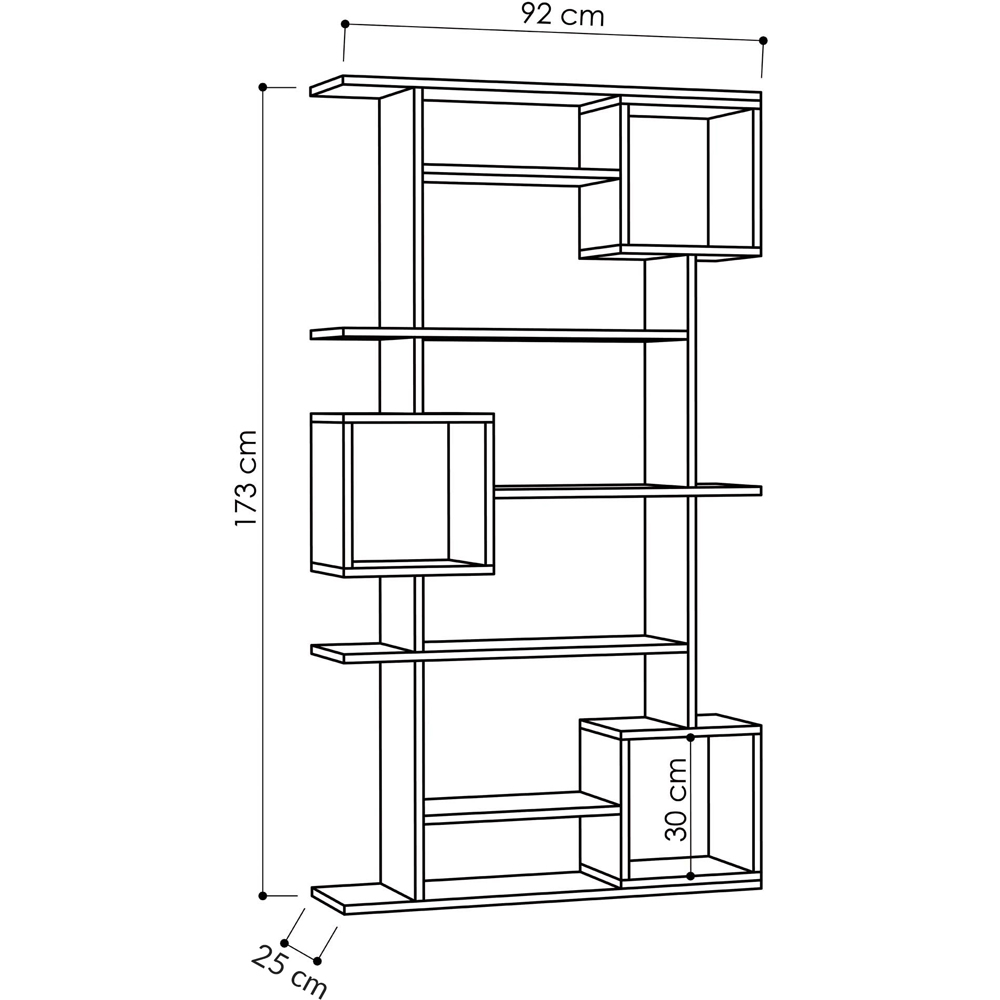 Decortie Soto 13 Shelf Mocha Grey Modern Bookcase Display Unit Image 5