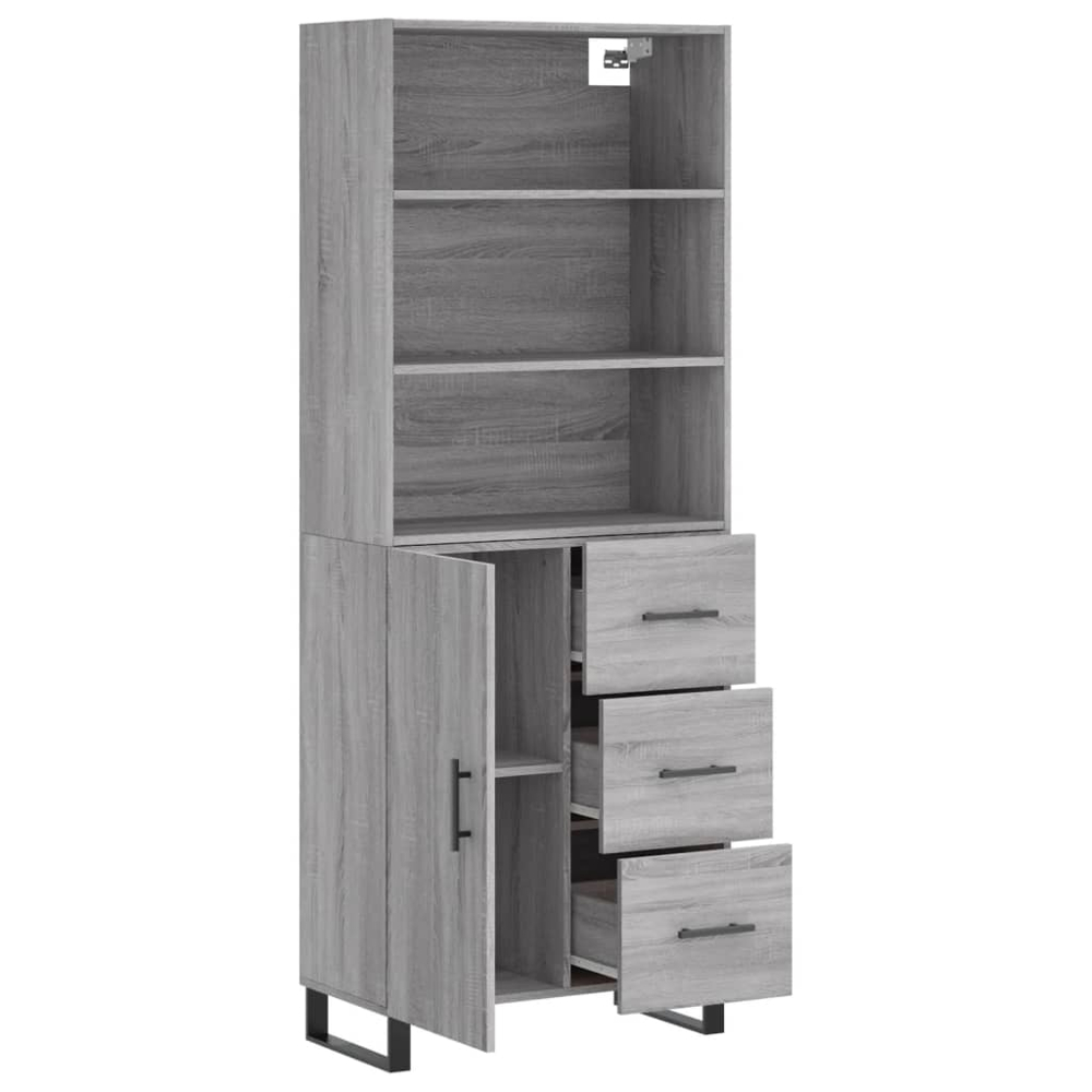vidaXL Single Door 3 Drawer 3 Shelf Grey Sonoma Highboard Image 4