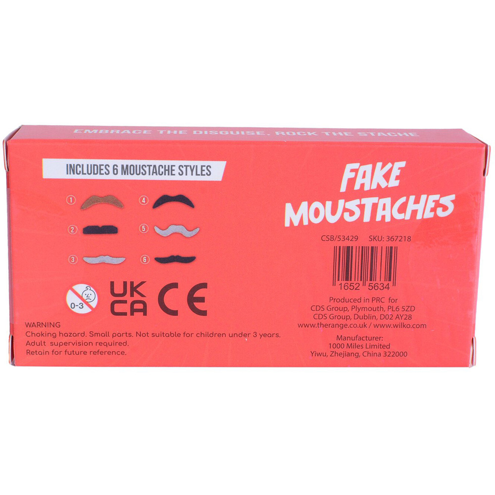 Set of 6 Fake Moustaches - Black, Brown and Grey Image 5