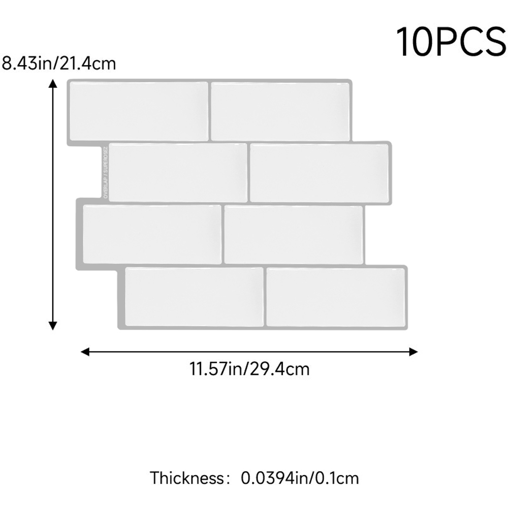 Living and Home Brick Effect Light Beige Rectangle Self Adhesive Wall Sticker 10 Pack Image 9