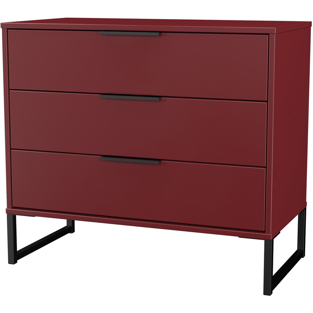 Crowndale Hong Kong 3 Drawer Red Matt Chest of Drawers Ready Assembled Image 2