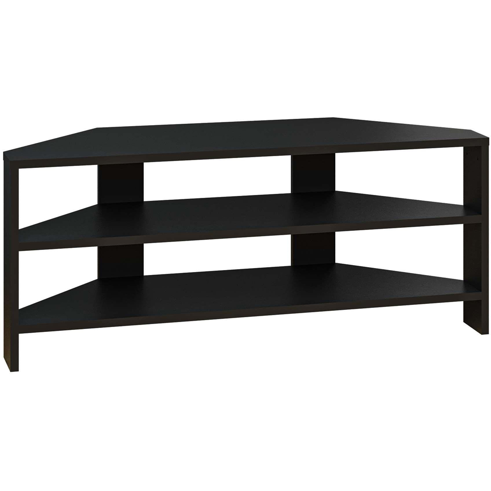 Decortie Thales 2 Shelf Black Bute Effect Corner Modern TV Unit Image 2