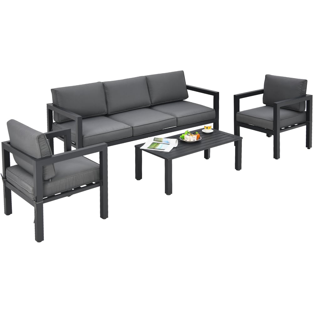 Costway 5 Seater Grey Aluminum Garden Furniture Set Image 2