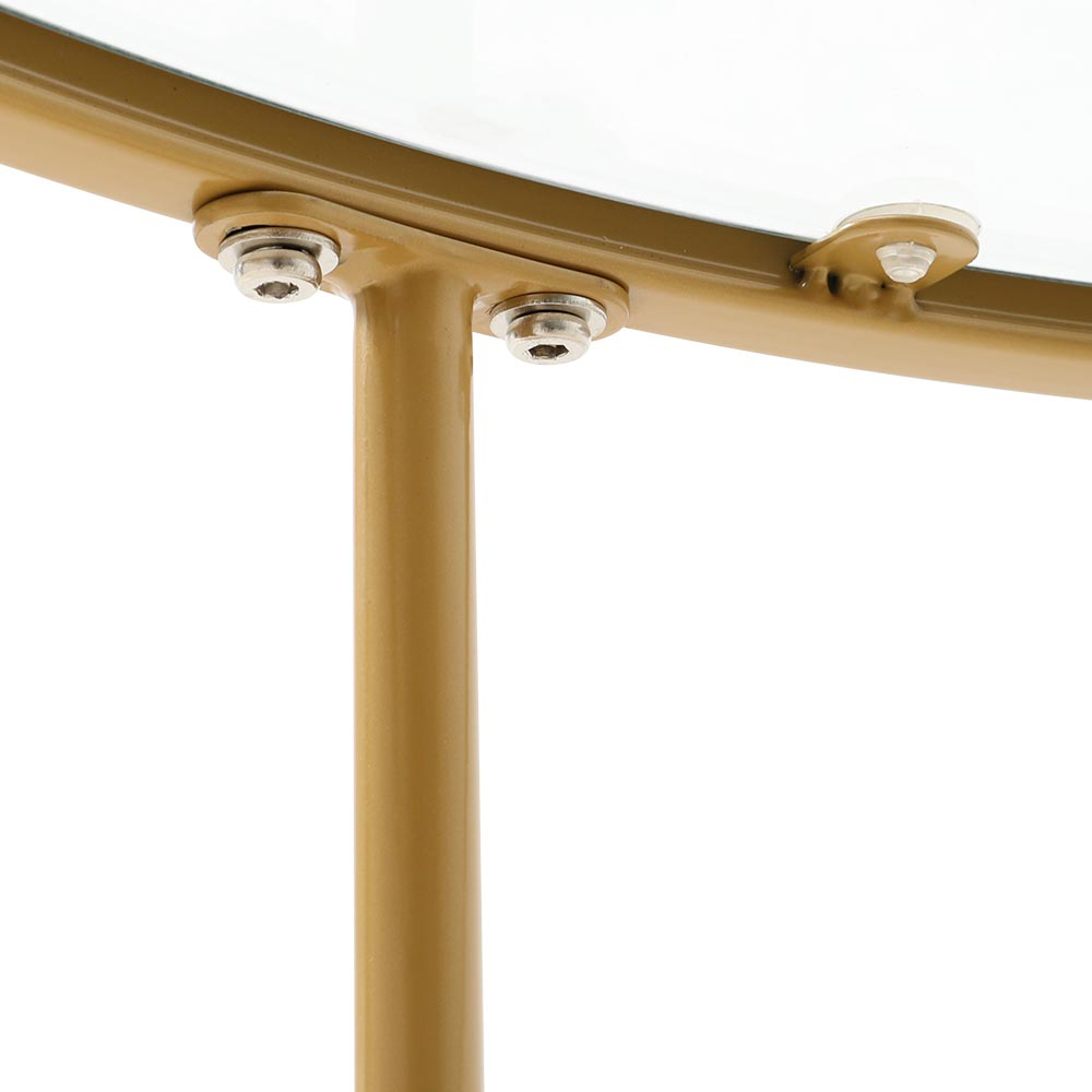 Living and Home Gold Modern Round Tempered Glass Coffee Table Image 6