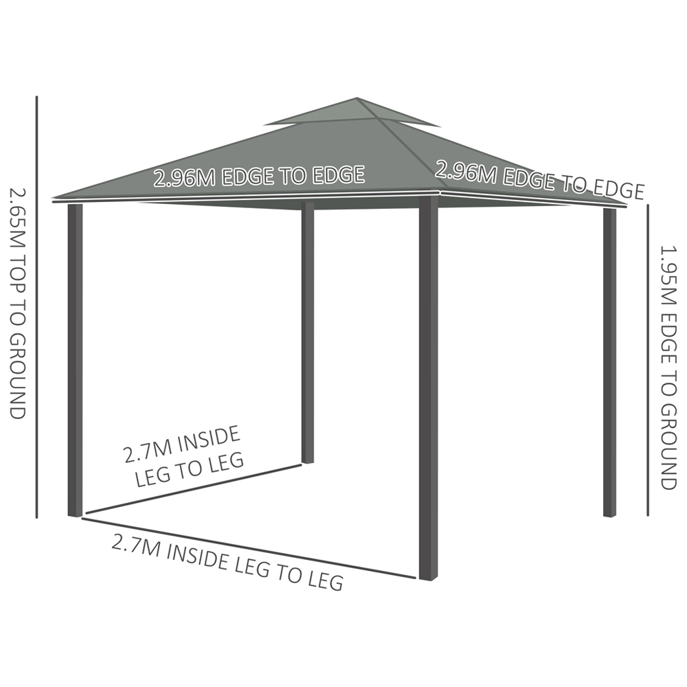 Outsunny 3 x 3m 2 Tier Grey Gazebo Shelter Tent Image 6