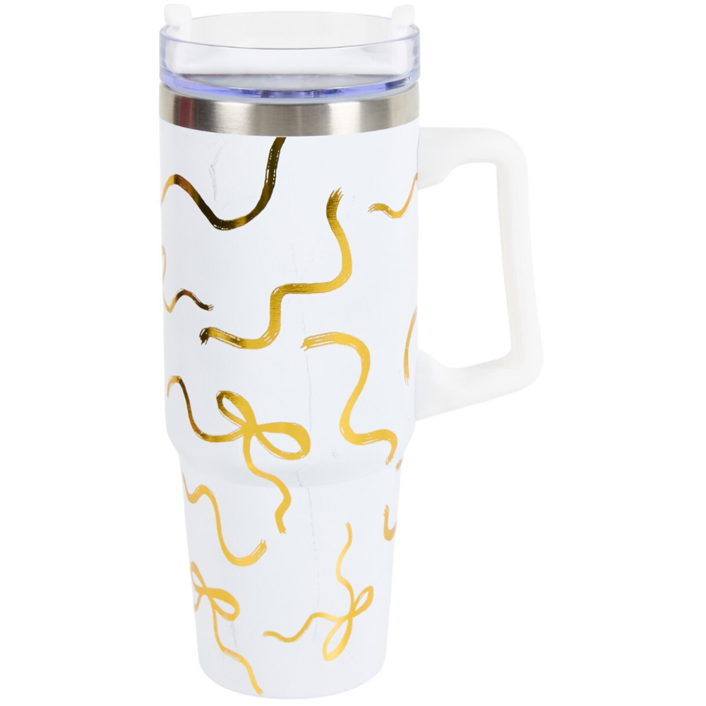 Nitro Gold Bows Stainless Steel Vacuum Tumbler - White Image 2