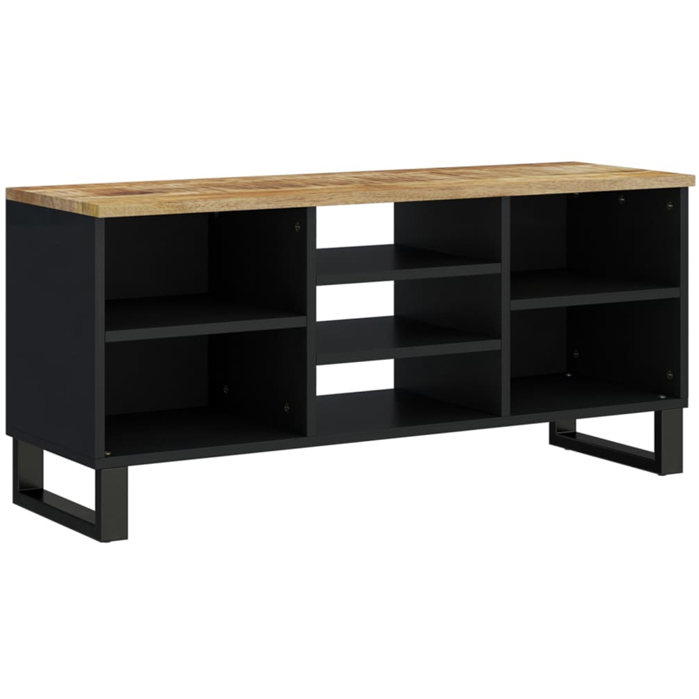 vidaXL 7 Shelf Light Brown Solid Mango Wood TV Cabinet Image 2