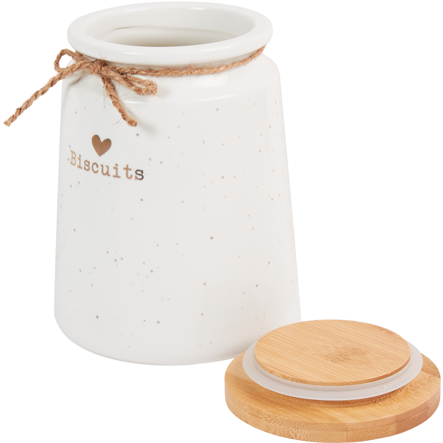 Gold Heart Biscuit Canister with Bamboo Lid Image 2