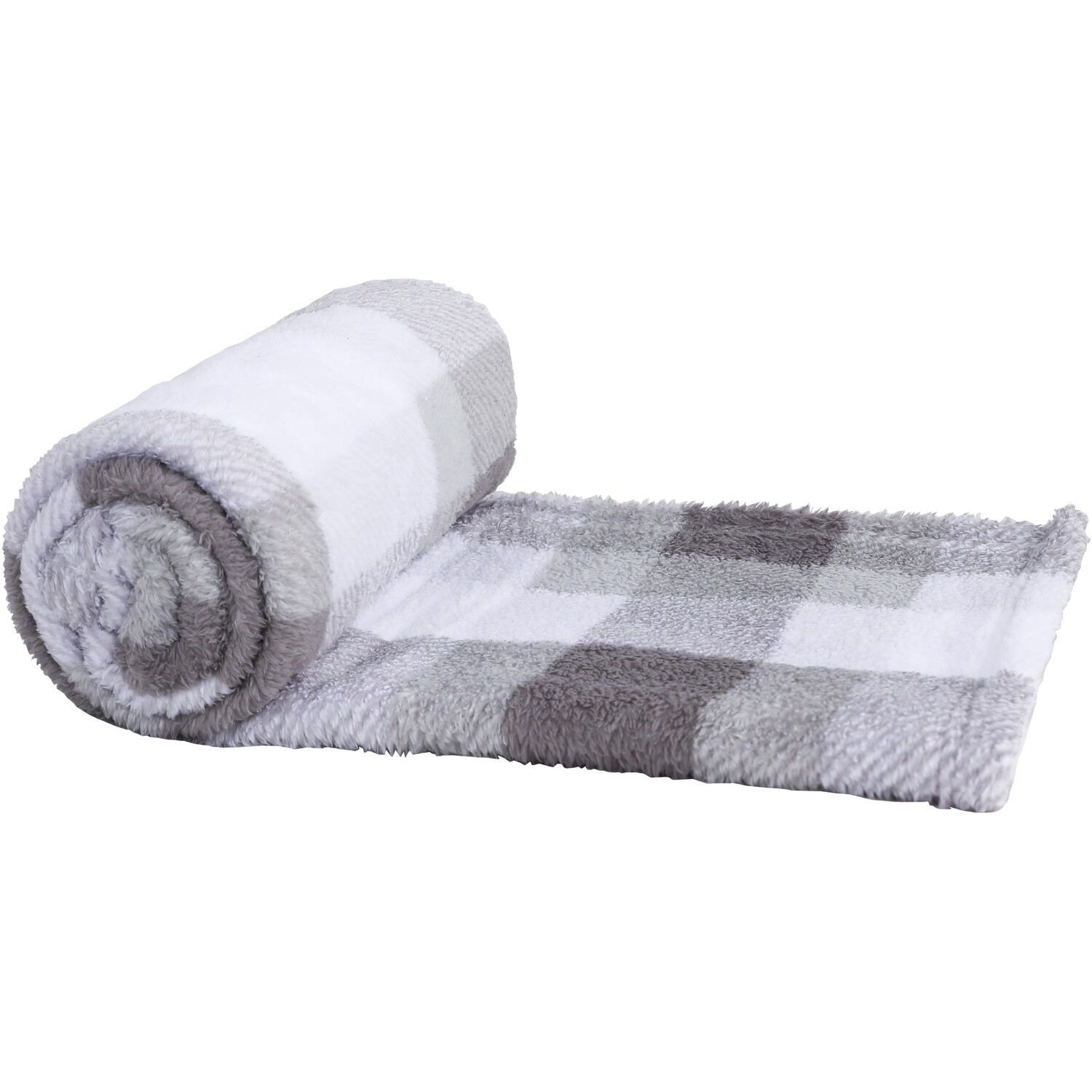 Teddy Fleece Check Throw - Grey Image 3