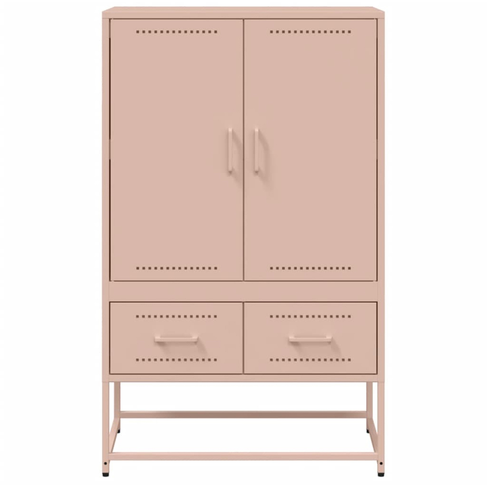 vidaXL 2 Door 2 Drawer Pink Steel Highboard Image 5