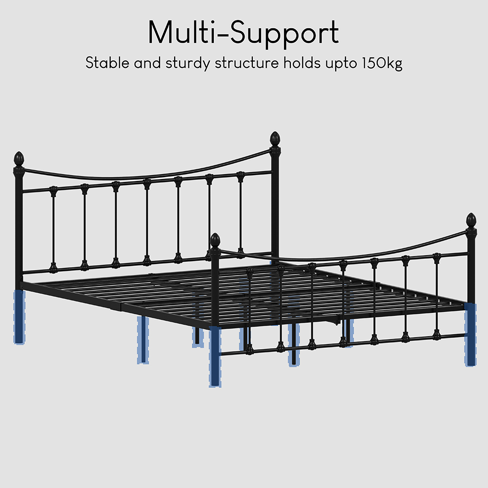 Vida Designs Paris King Size Black Metal Bed Frame Image 5