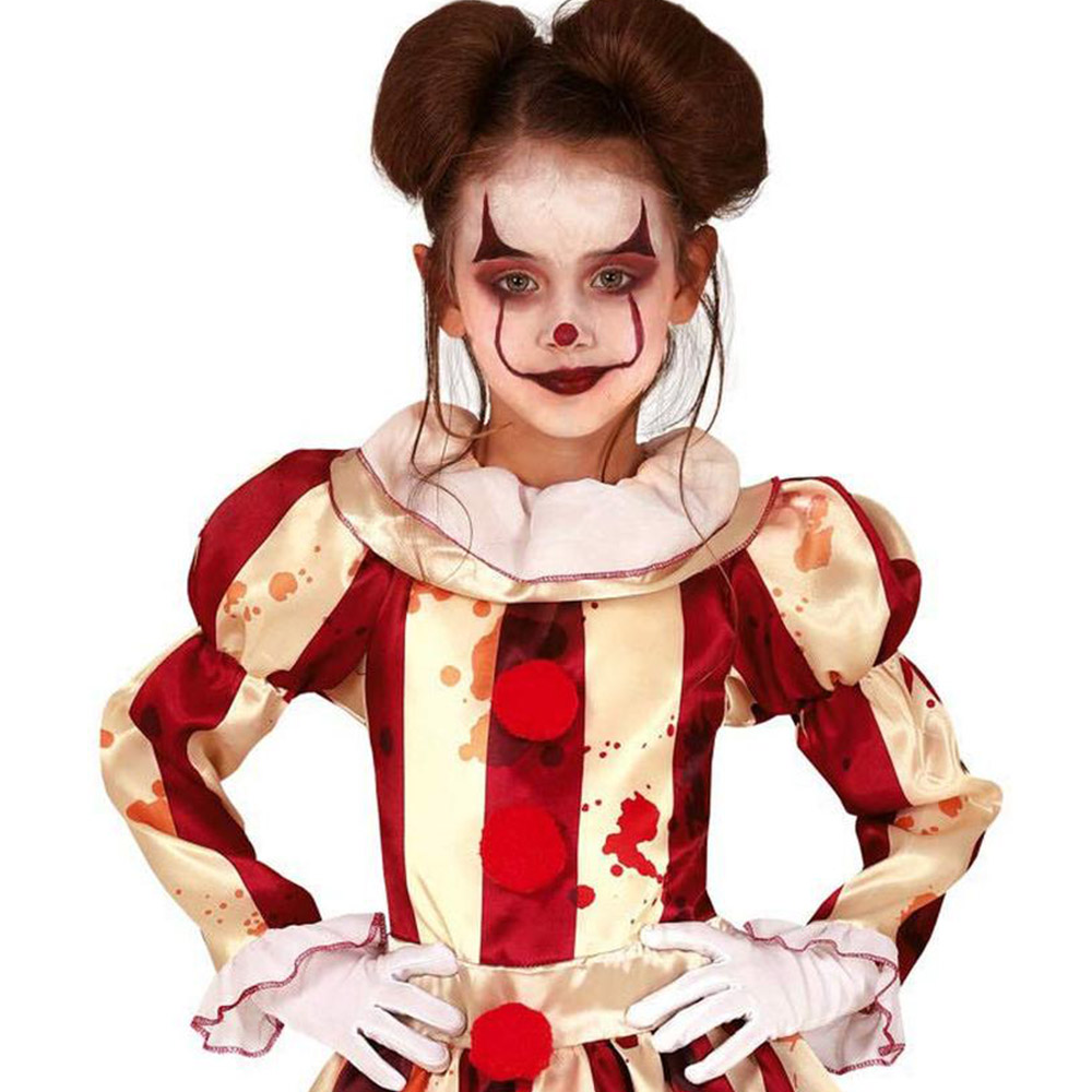 Fiestas Guirca Beige and Burgundy Striped Clown Girl Halloween Costume 5 to 6 Years Image 3