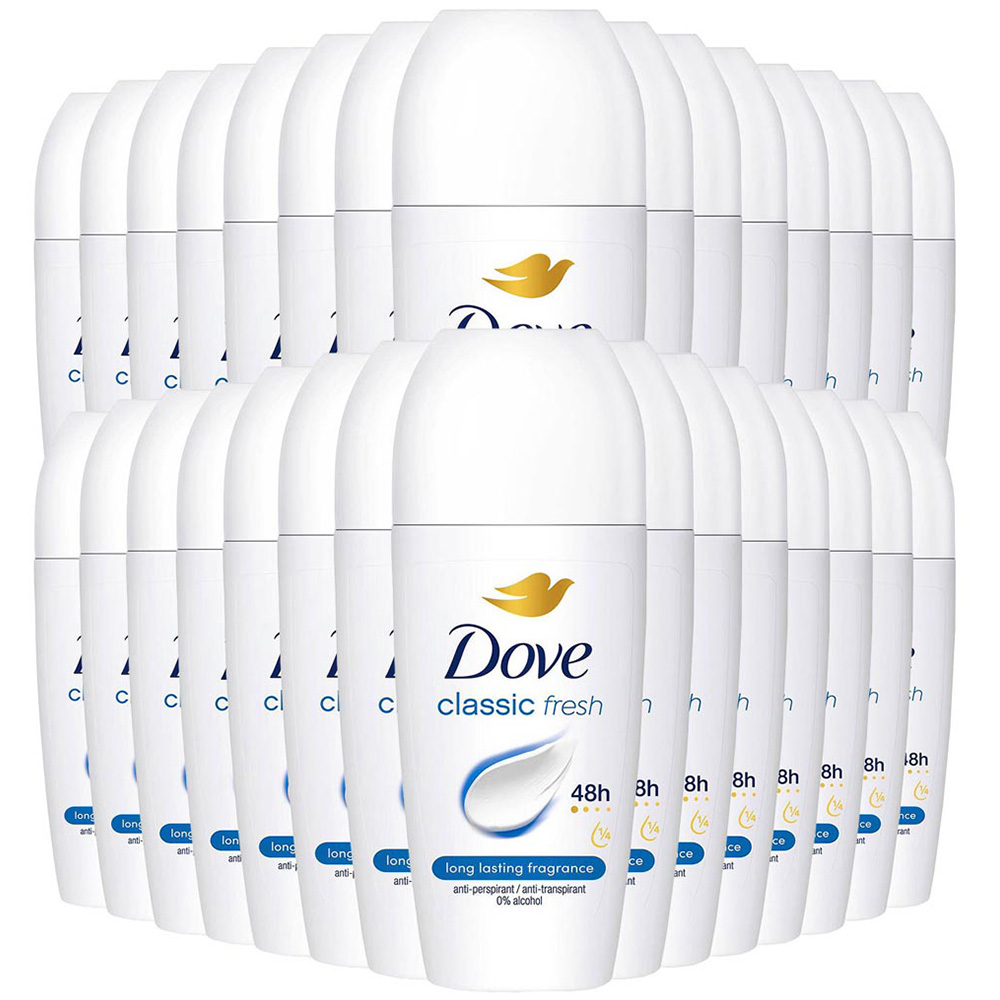 Dove Classic Fresh Anti-Perspirant Roll On 50ml 30 Pack Image 1