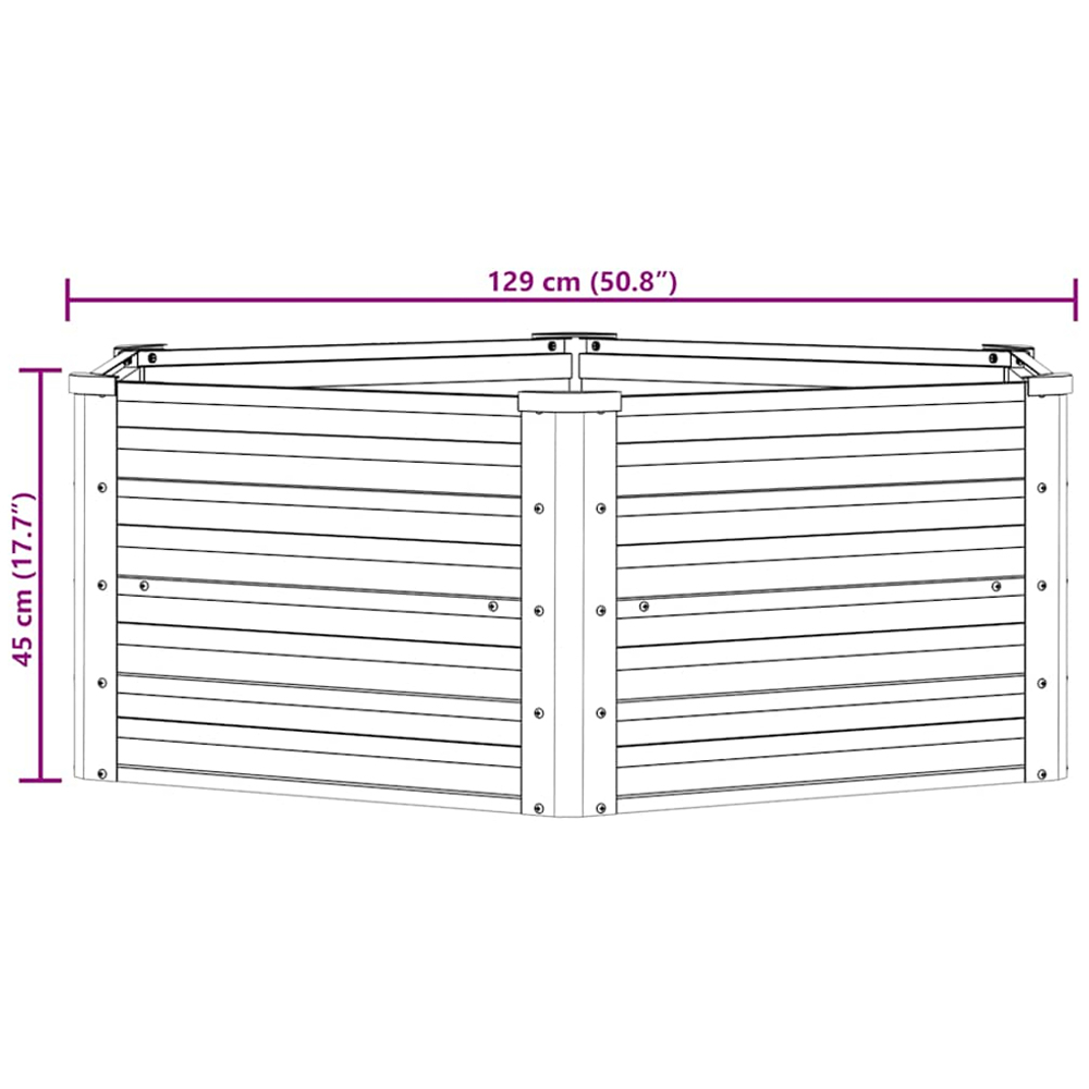 vidaXL Silver Galvanised Steel Square Raised Garden Bed 129 x 129 x 45cm Image 5