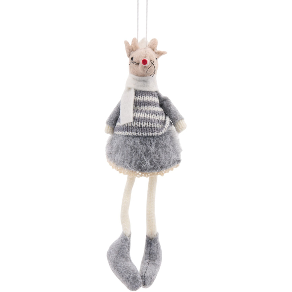 Grey Scandi Mouse Hanging Decoration Image 7