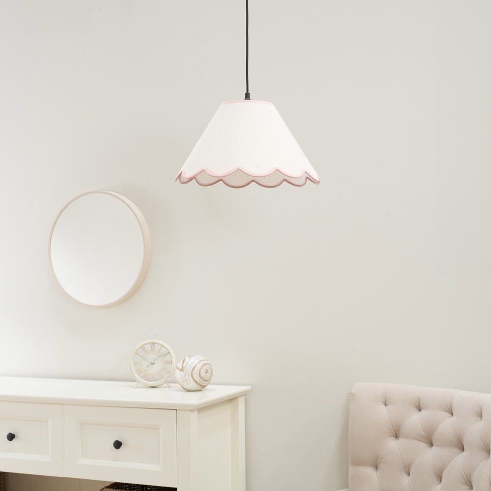 ValueLights Florie Tapered Natural and Pink Scallop Lamp Shade Small  Image 3