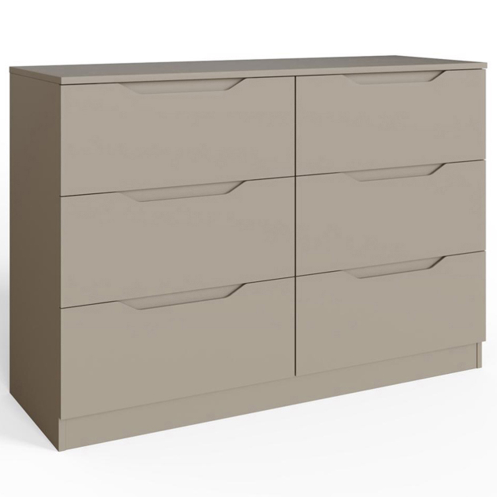 FWStyle Luno 6 Drawer Brown Modern Wide Chest of Drawers Image 2