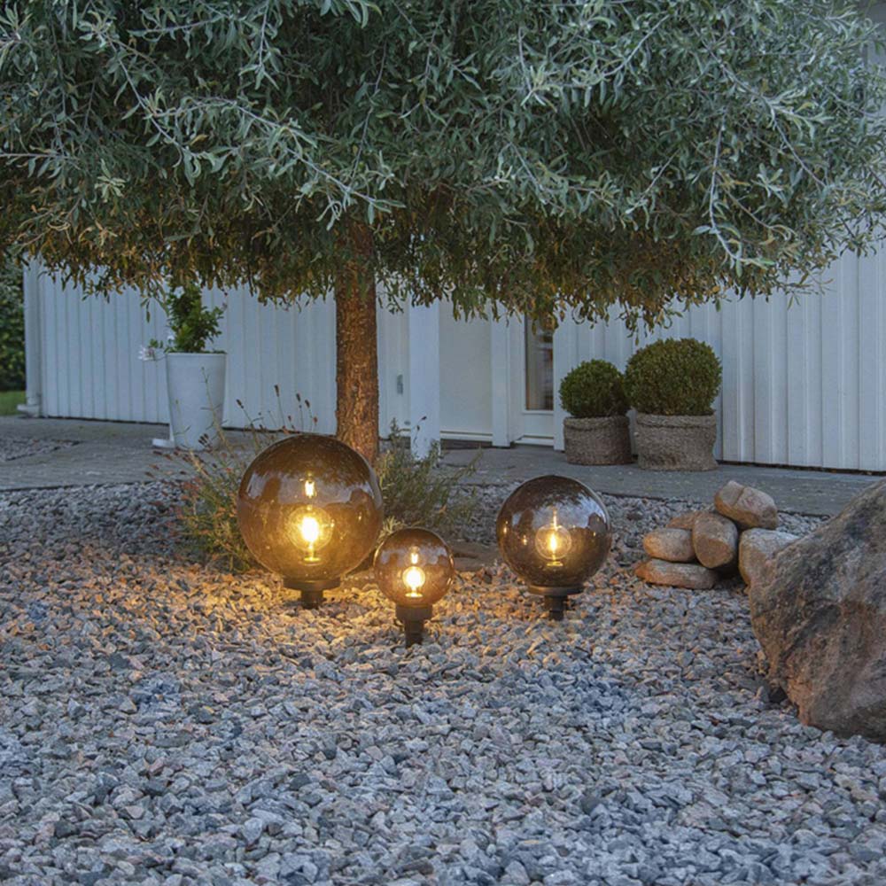 EGLO Monterollo Small Smoke Outdoor Globe Light with Ground Spike Image 2