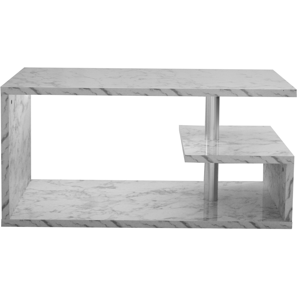Comfy Living White Marble Effect High Gloss Abstract LED Coffee Table Image 5