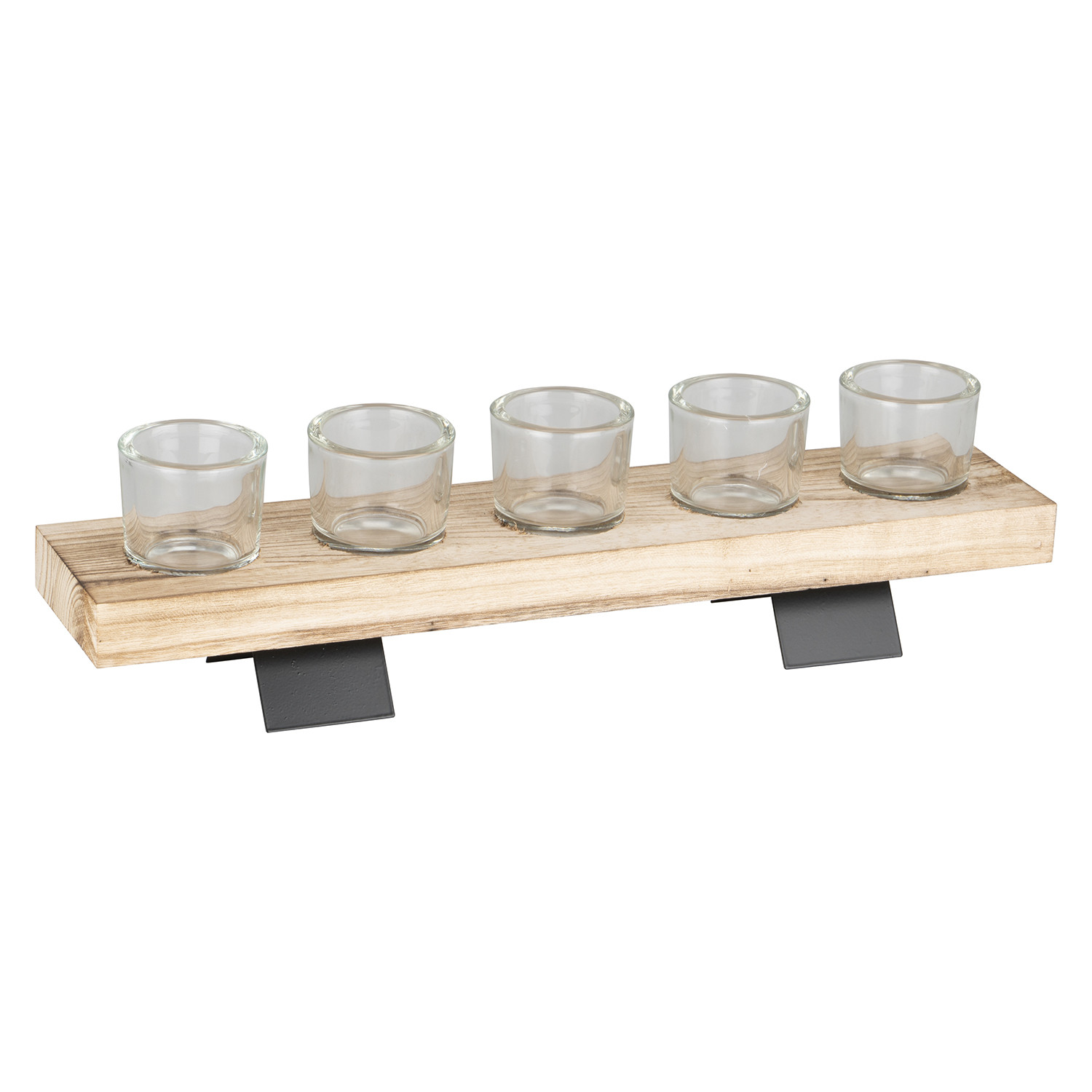 Tealight Candle Holder with Wooden Tray Image