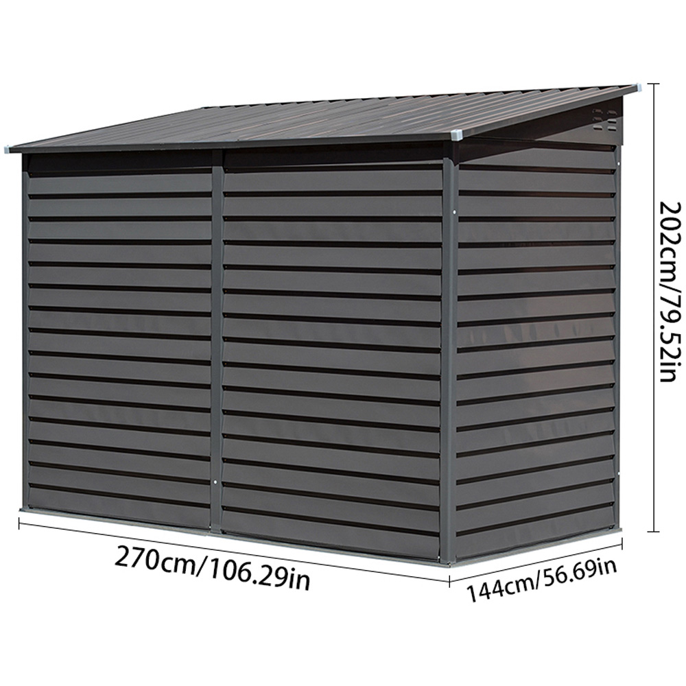 H&O Direct 8.9 x 4.7ft Grey Lean To Metal Pent Garden Shed Image 5