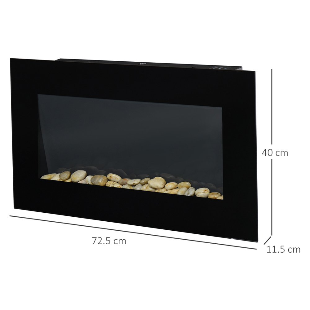 HOMCOM Ava Black Wall Mounted Glass Fireplace Heater 2000W Image 8