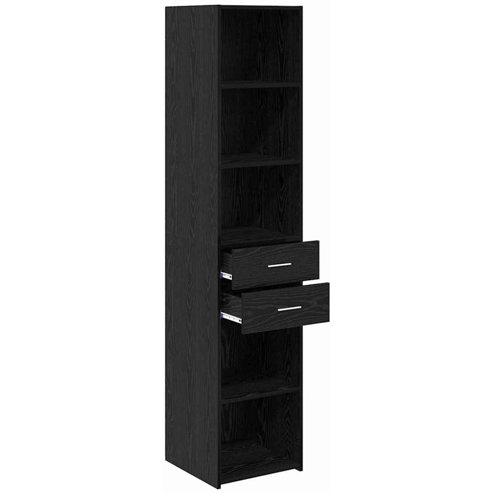 vidaXL 2 Drawer 5 Open Shelf Black Oak Tall Highboard Image 5