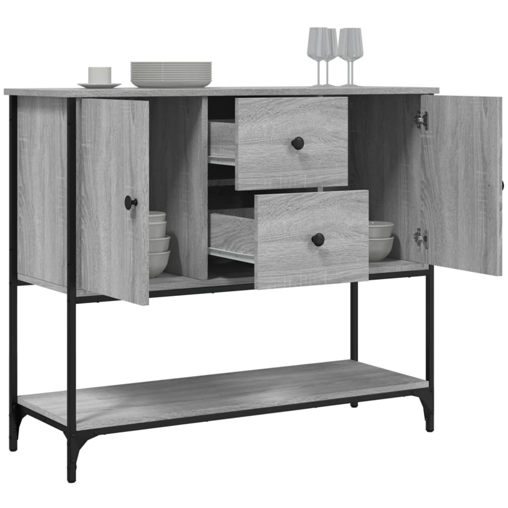 vidaXL 2 Door 2 Drawer Single Shelf Grey Sonoma Wooden Sideboard Image 4