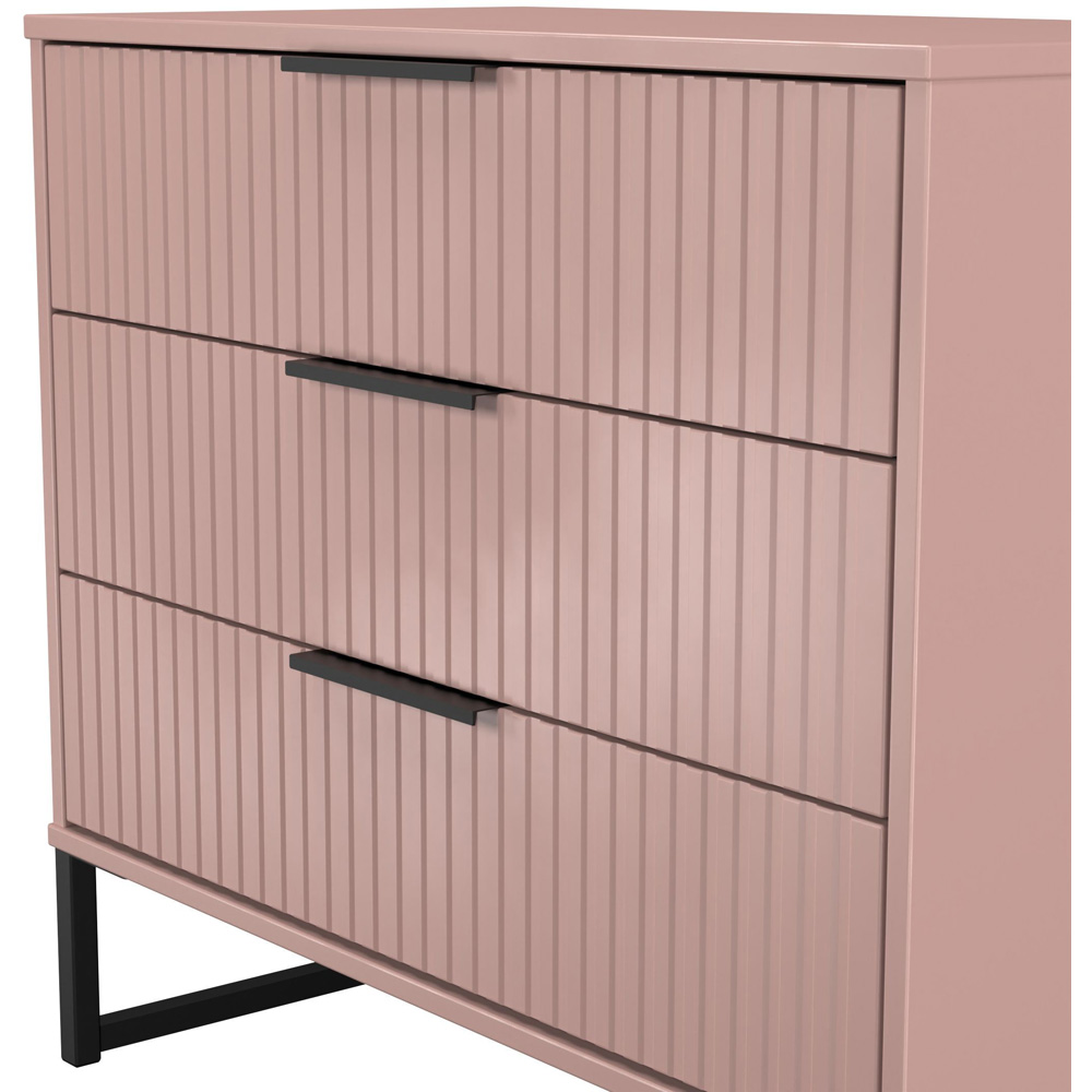 Crowndale Fluted 3 Drawer Kobe Pink Chest of Drawers Ready Assembled Image 5