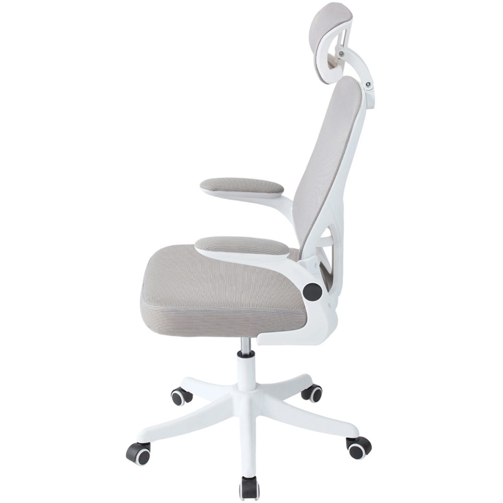 Living and Home White and Grey Mesh Swivel and Adjustable Office Chair Image 3
